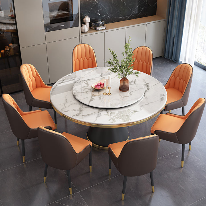 Round Modern Style Sintered Stone Dining Table Furniture with Metallic Base