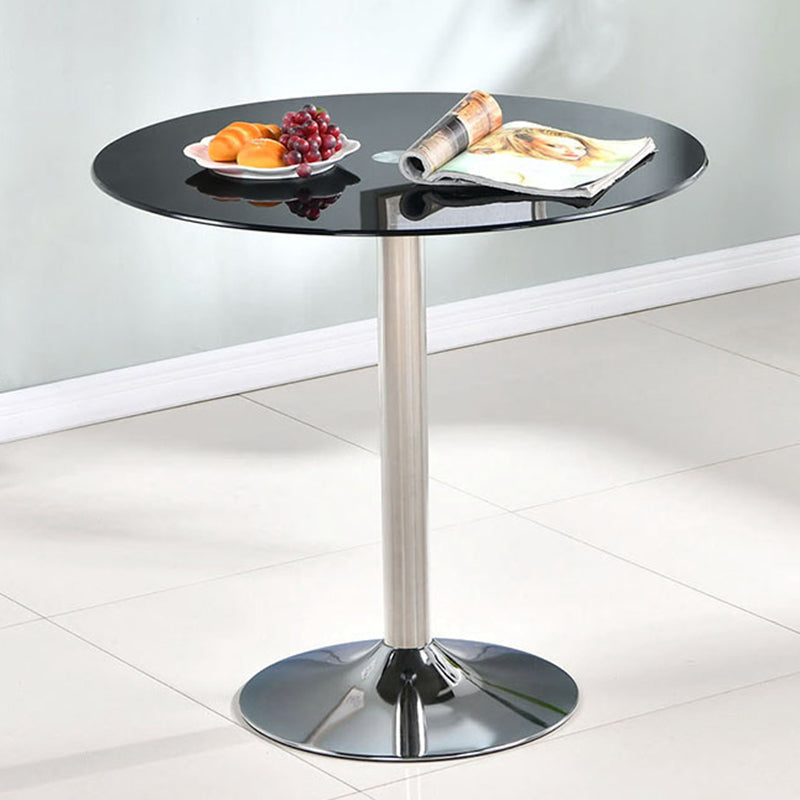 Round GlassTransparent Dining Table Simplicity Pedestal Table for Dining Room