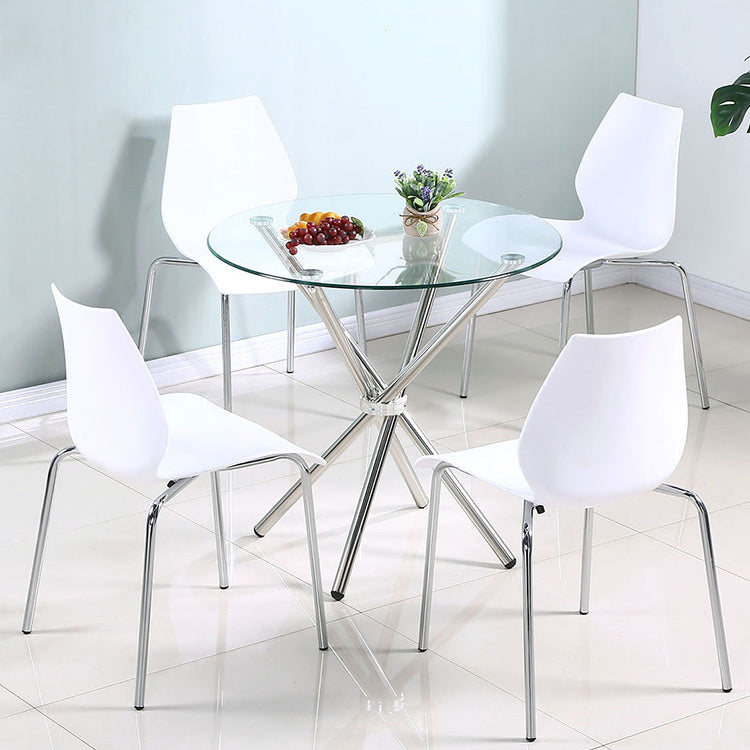 Round GlassTransparent Dining Table Simplicity Pedestal Table for Dining Room