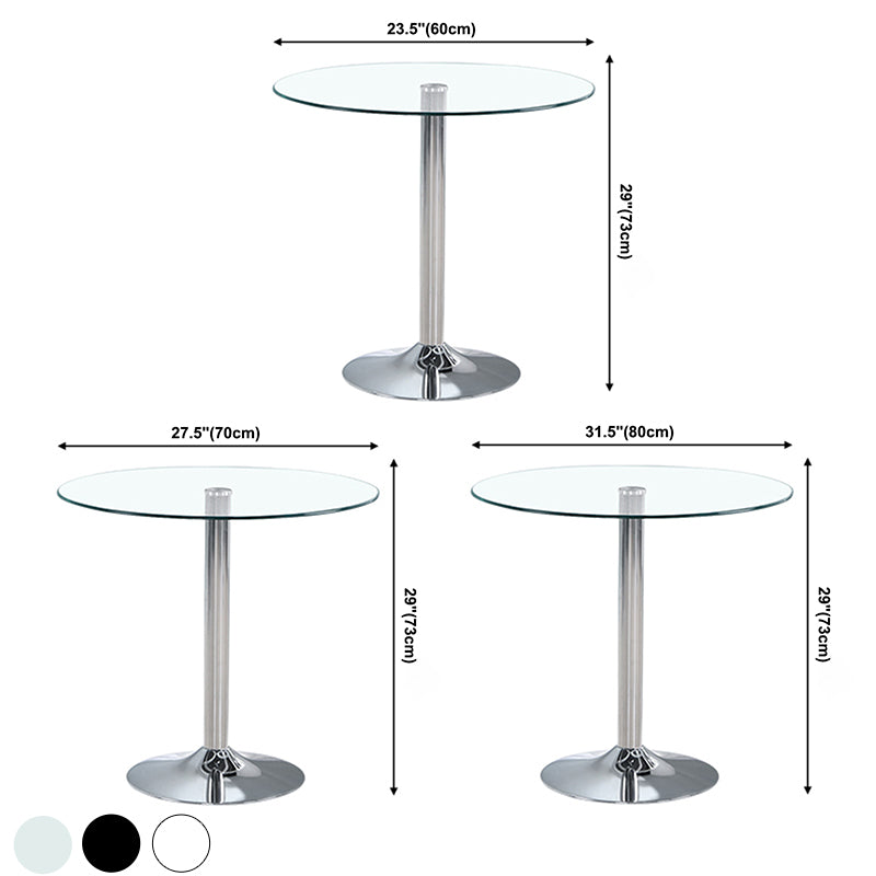 Round GlassTransparent Dining Table Simplicity Pedestal Table for Dining Room