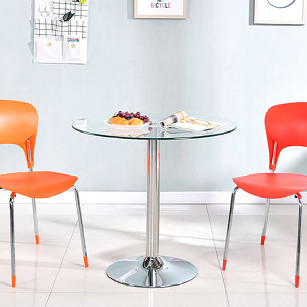 Round GlassTransparent Dining Table Simplicity Pedestal Table for Dining Room