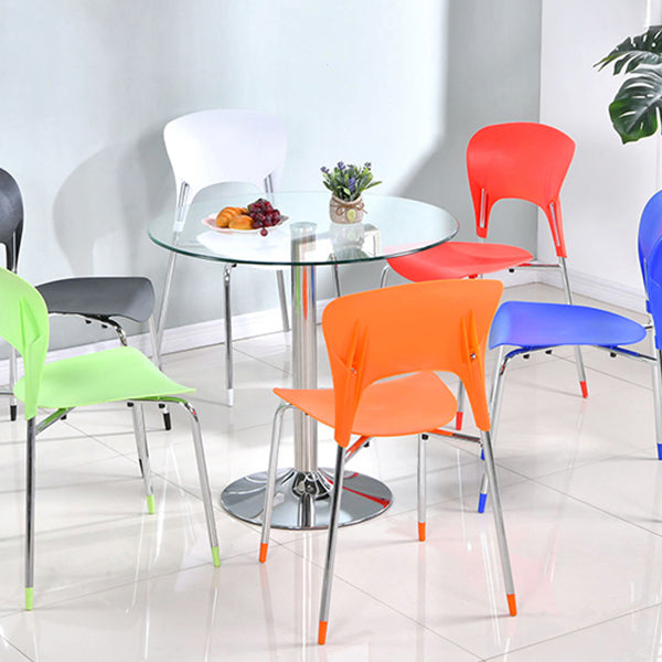 Round GlassTransparent Dining Table Simplicity Pedestal Table for Dining Room