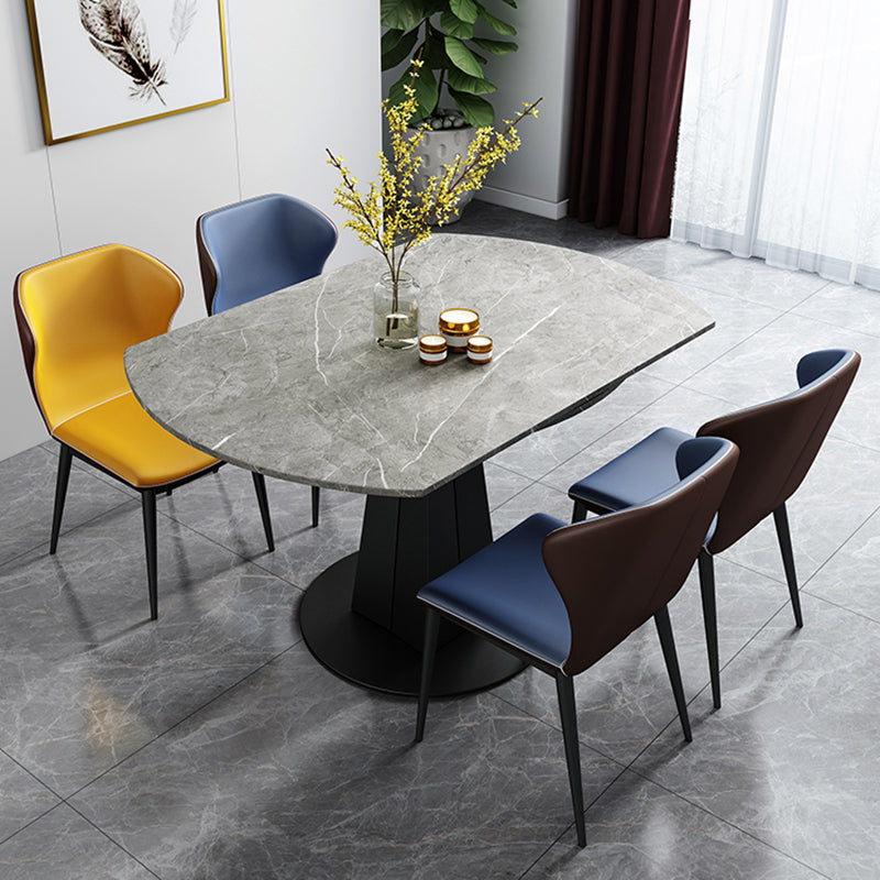 Moderner runder Esstisch Sinterstein Tisch mit schwarzer Sockelbasis, 47,2 "L x 32,7" W x 30 "H