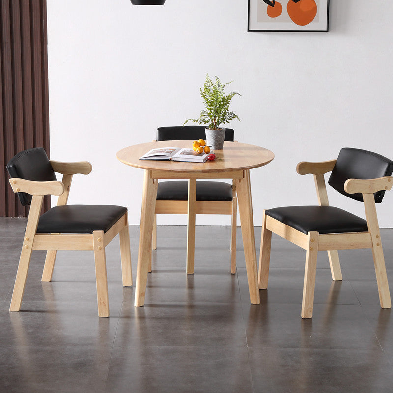 Runde Form moderner Esstisch Holzfarbe fester Tisch mit Gummiholz Massivholz