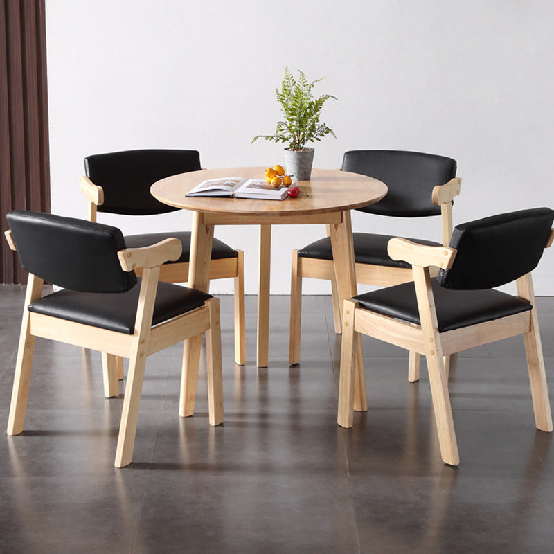 Runde Form moderner Esstisch Holzfarbe fester Tisch mit Gummiholz Massivholz