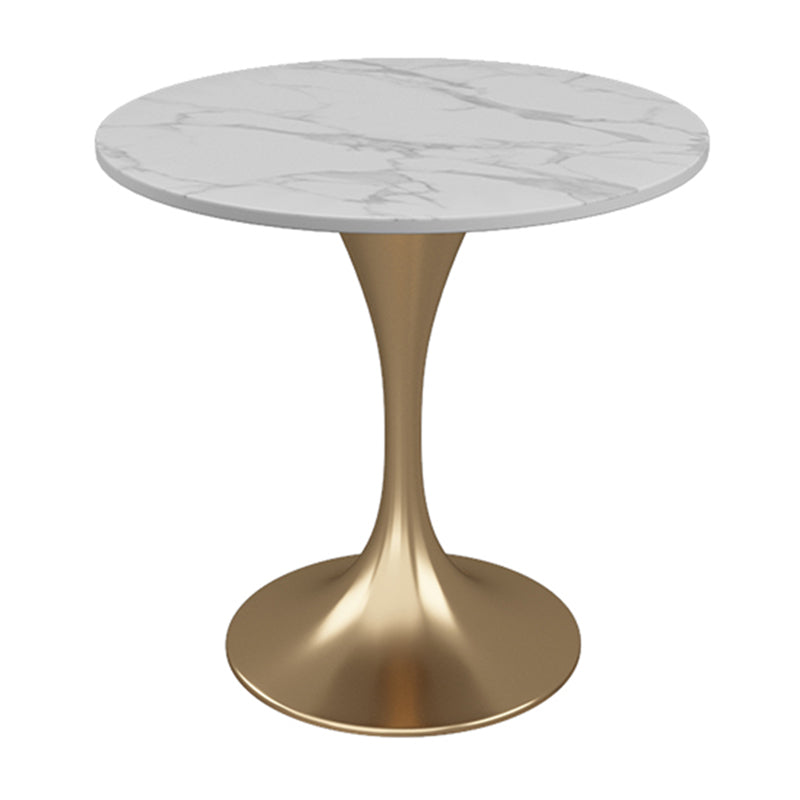 Sintered Stone White Dining Table Simplicity Tulip Base Table for Dining Room