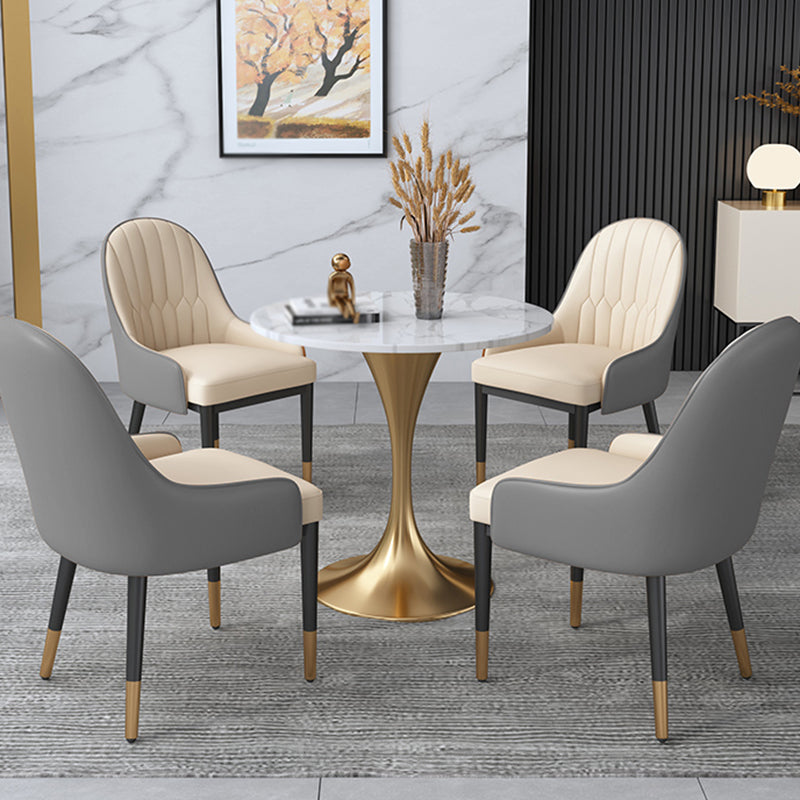 Sintered Stone White Dining Table Simplicity Tulip Base Table for Dining Room