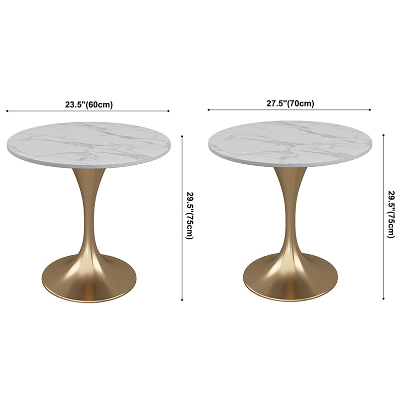 Sintered Stone White Dining Table Simplicity Tulip Base Table for Dining Room