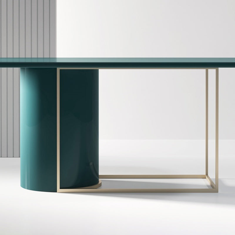Rechteck Kiefer Massivholz Tisch Moderner Esstisch in Grün mit Trestle -Basis