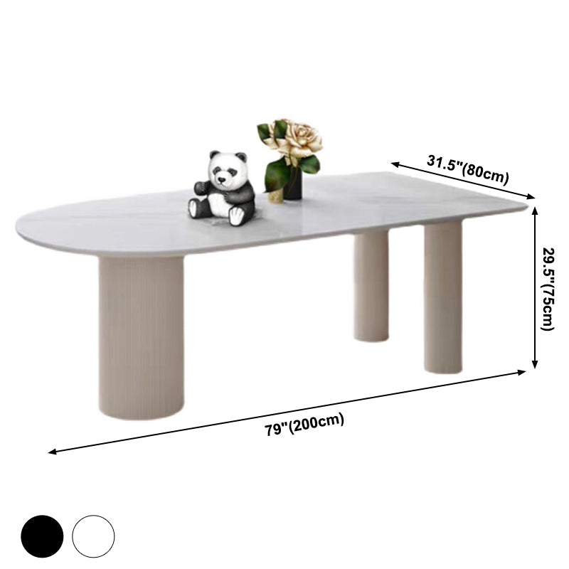 Solid Wood Modern Free Form Dining Table High Gloss White Sintered Stone Table for Dining Room