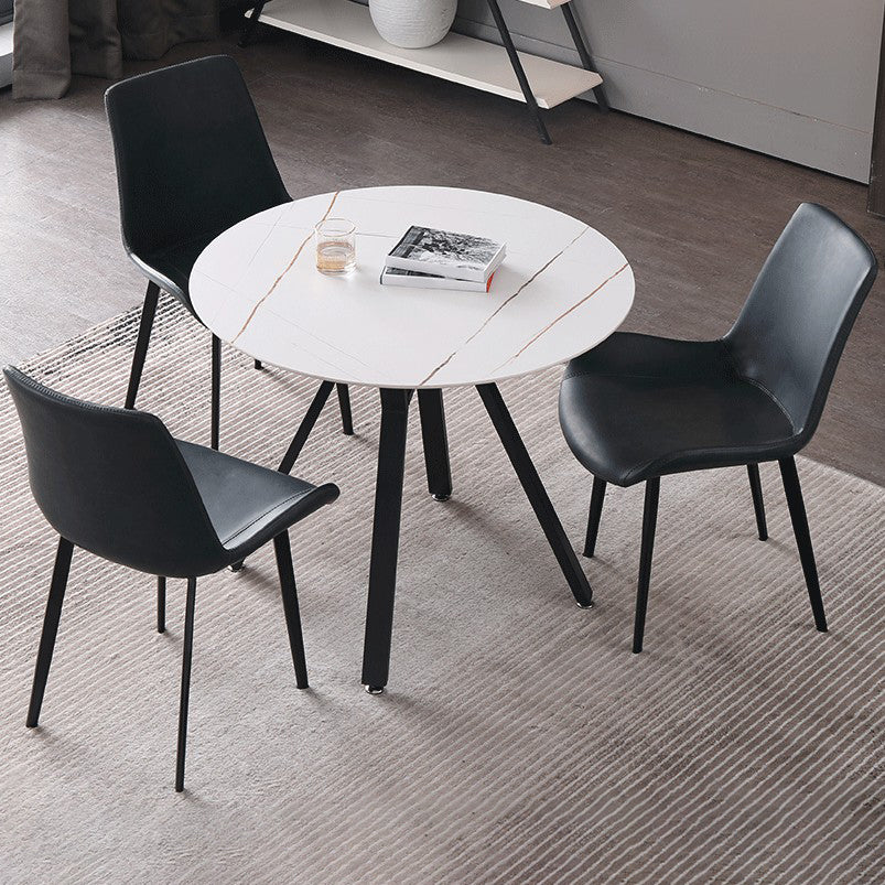 Modern Style Sintered Stone Dining Room Table Round Table with Metal Base
