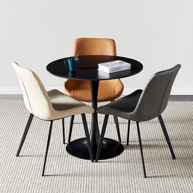 Mesa de comedor de piedra sinterizada de estilo moderno, mesa redonda con base de tulipán