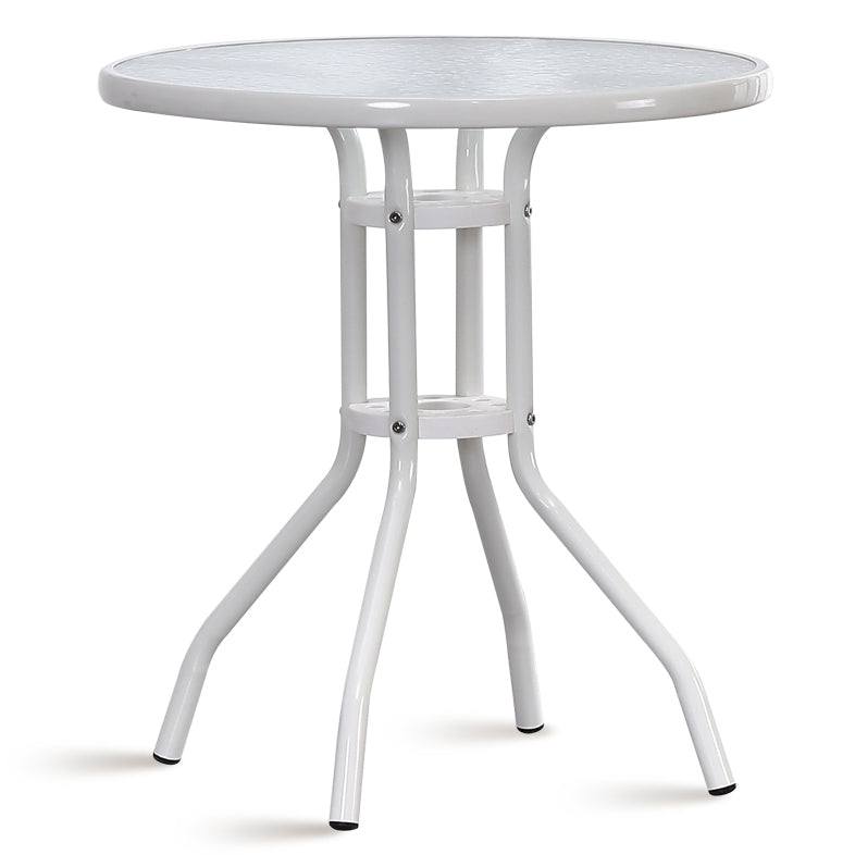 Modern Style Glass Dining Room Dinner Kitchen Table Clear Round Table with Metal Base