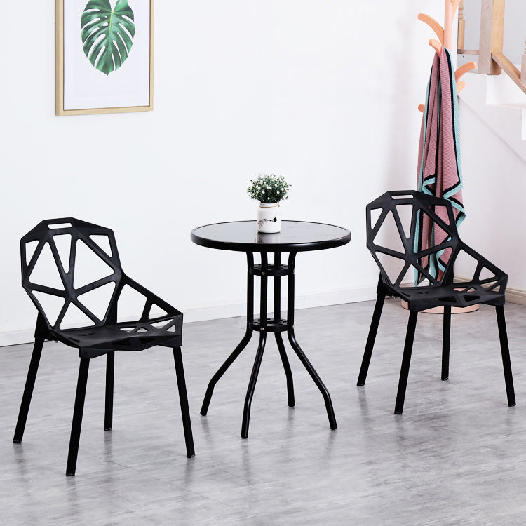 Modern Style Glass Dining Room Dinner Kitchen Table Clear Round Table with Metal Base