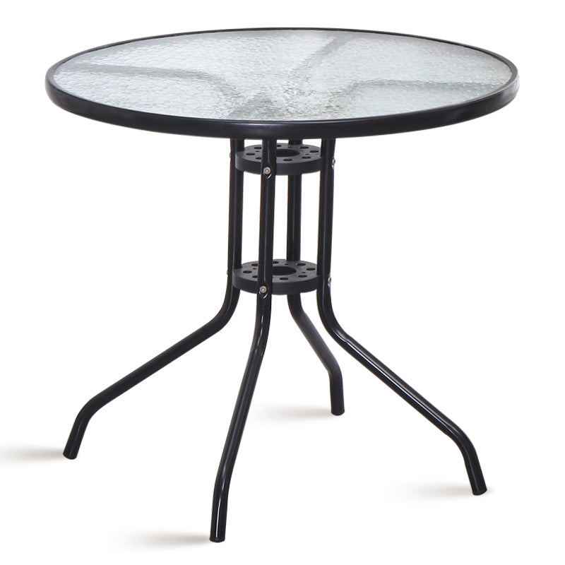 Modern Style Glass Dining Room Dinner Kitchen Table Clear Round Table with Metal Base