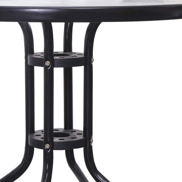 Modern Style Glass Dining Room Dinner Kitchen Table Clear Round Table with Metal Base