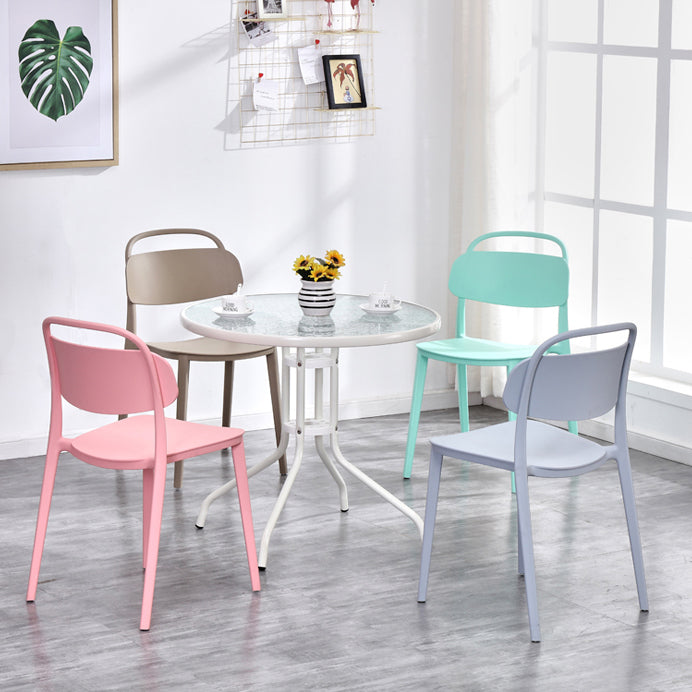 Modern Style Glass Dining Room Dinner Kitchen Table Clear Round Table with Metal Base