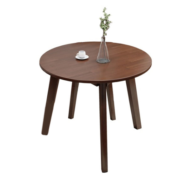 Contemporary Solid Wood Round Dining Table Kitchen Standard Dining Table with 4 Legs Base
