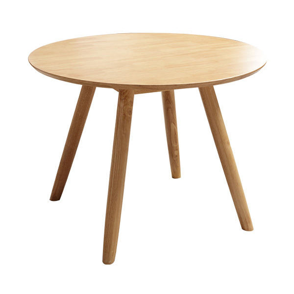 Contemporary Solid Wood Round Dining Table Kitchen Standard Dining Table with 4 Legs Base