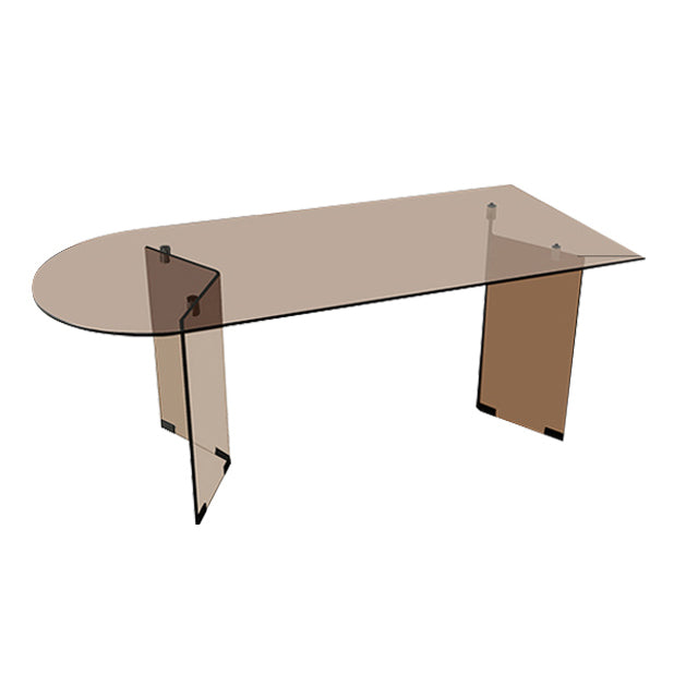 Glass Contemporary Free Form Dining Table Clear Glass Table for Dining Room and Kitchen