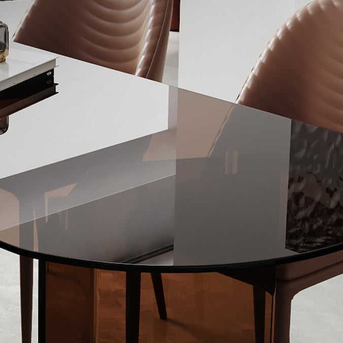 Glass Contemporary Free Form Dining Table Clear Glass Table for Dining Room and Kitchen