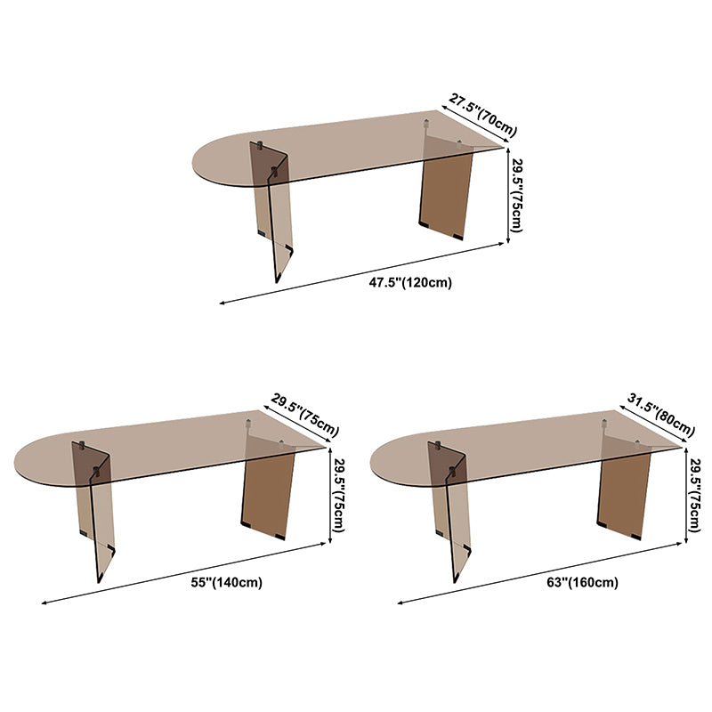 Glass Contemporary Free Form Dining Table Clear Glass Table for Dining Room and Kitchen