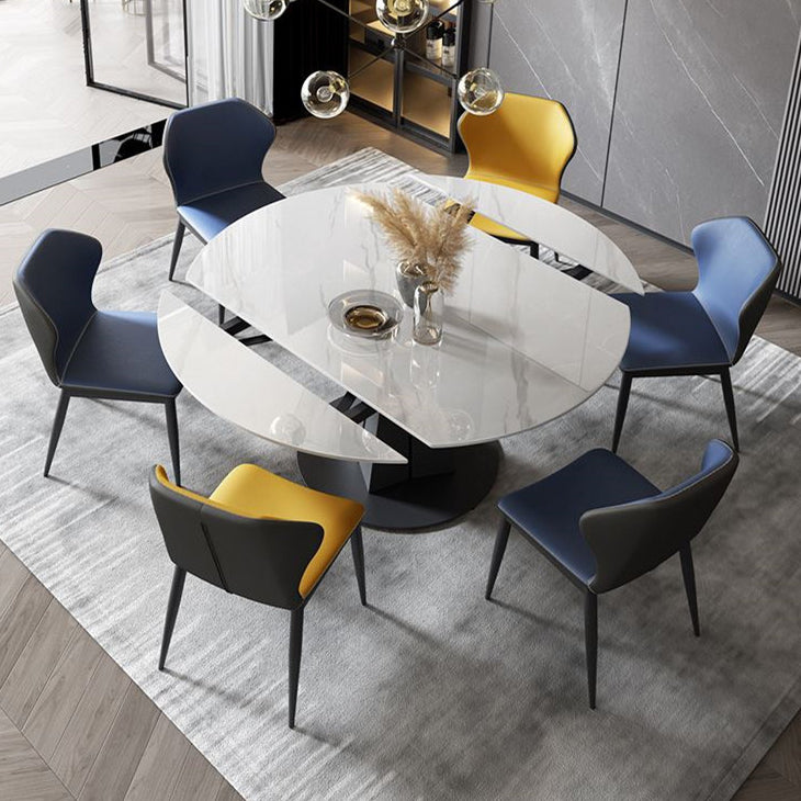 Modern Style Sintered Stone Dining Room Table Round Home Table with Metal Base