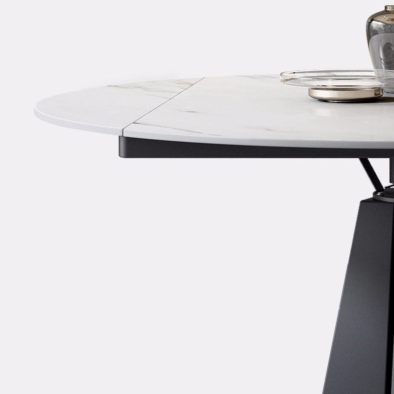 Modern Style Sintered Stone Dining Room Table Round Home Table with Metal Base