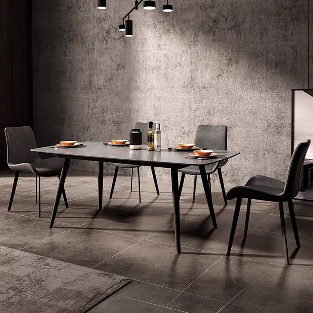 Tavolo da pranzo rettangolare contemporaneo in metallo tavolo in pietra sinterizzata per cucina e sala da pranzo