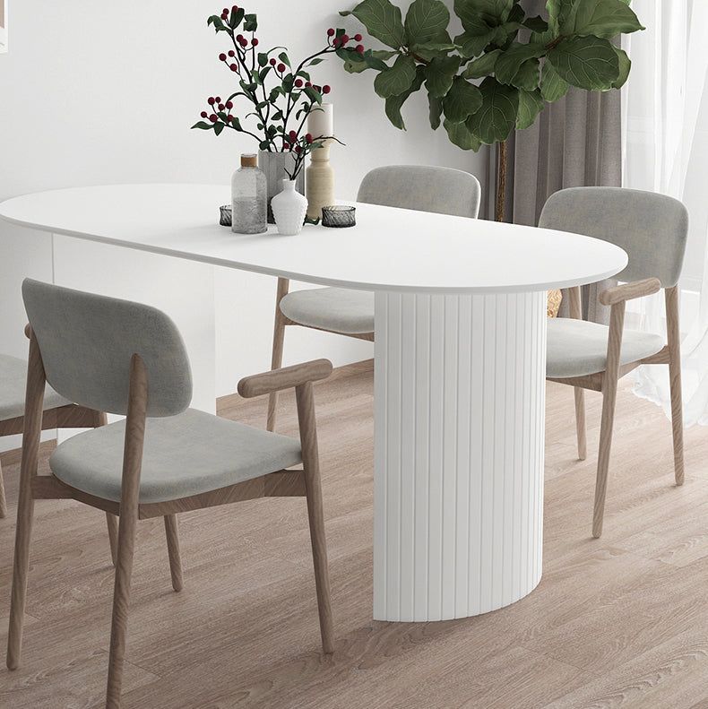 Contemporary Oval Dining Table Pine Solid Wood Table with Double Pedestal for Dining Room