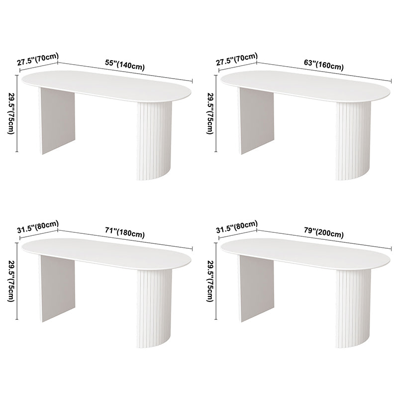 Contemporary Oval Dining Table Pine Solid Wood Table with Double Pedestal for Dining Room