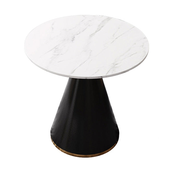 Table de salle à manger en pierre fritrée moderne table ronde blanche avec base de piédestal
