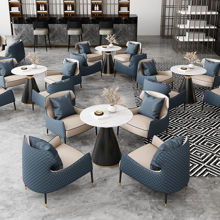 Modern Style Sintered Stone Dining Room Table White Round Table with Pedestal Base