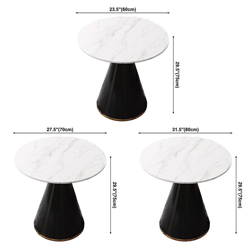 Modern Style Sintered Stone Dining Room Table White Round Table with Pedestal Base