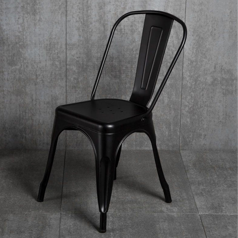Industrial Dining Room Chair Slat Back Side Chair with Metal Legs for Home Use