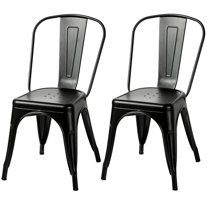 Industrial Dining Room Chair Slat Back Side Chair with Metal Legs for Home Use