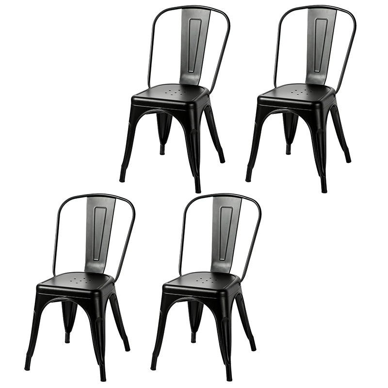Industrial Dining Room Chair Slat Back Side Chair with Metal Legs for Home Use