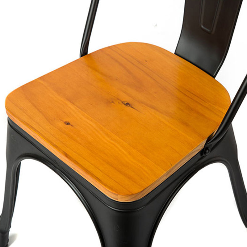 Industrial Dining Room Chair Slat Back Side Chair with Metal Legs for Home Use