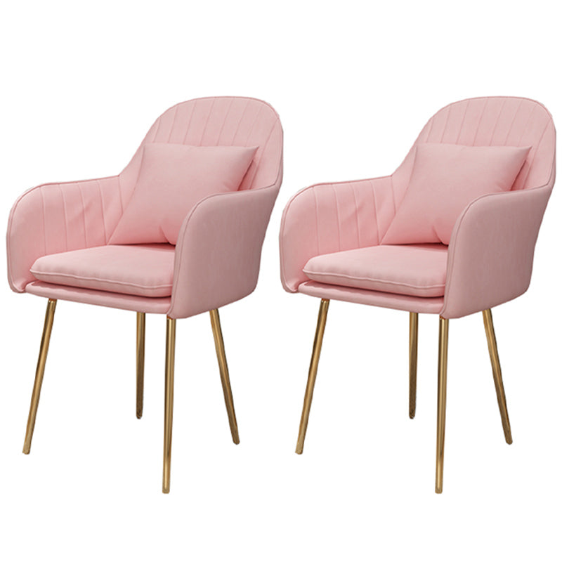 Glam Dining Arm Chair Solid Back Side Chair with 4 Metal Legs for Home Use