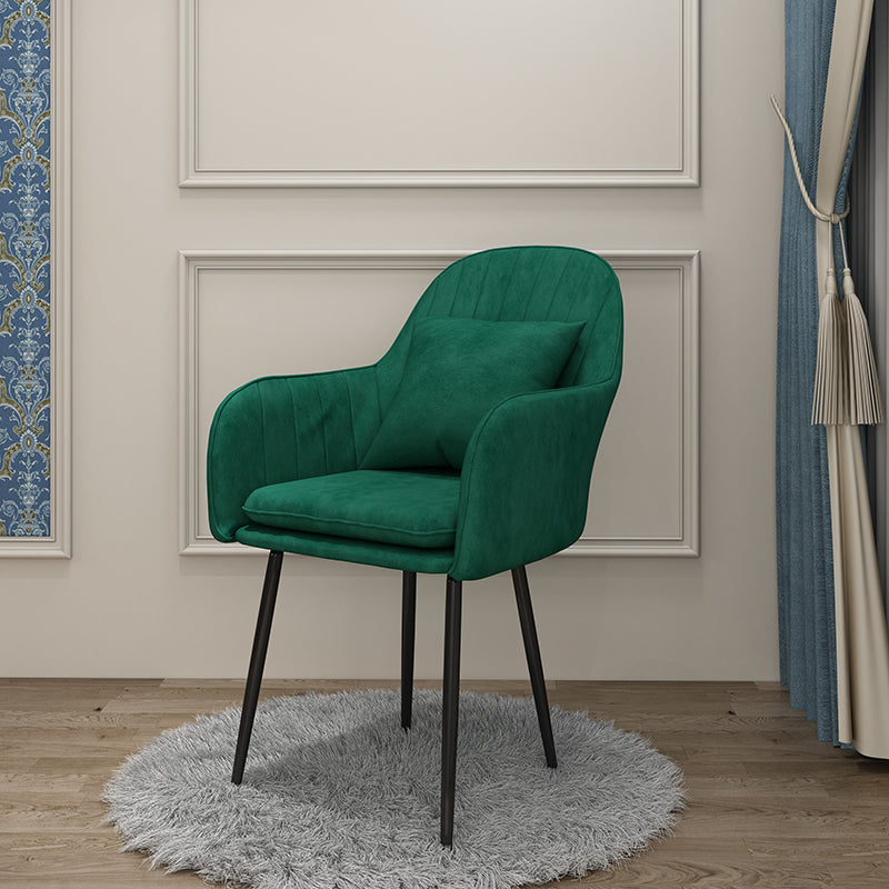 Glam Dining Arm Chair Solid Back Side Chair with 4 Metal Legs for Home Use