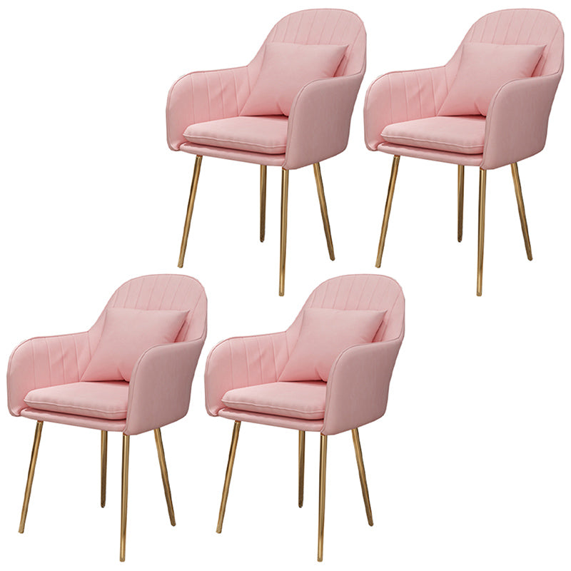 Glam Dining Arm Chair Solid Back Side Chair with 4 Metal Legs for Home Use