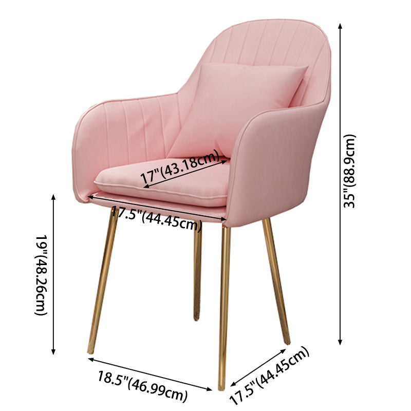 Glam Dining Arm Chair Solid Back Side Chair with 4 Metal Legs for Home Use