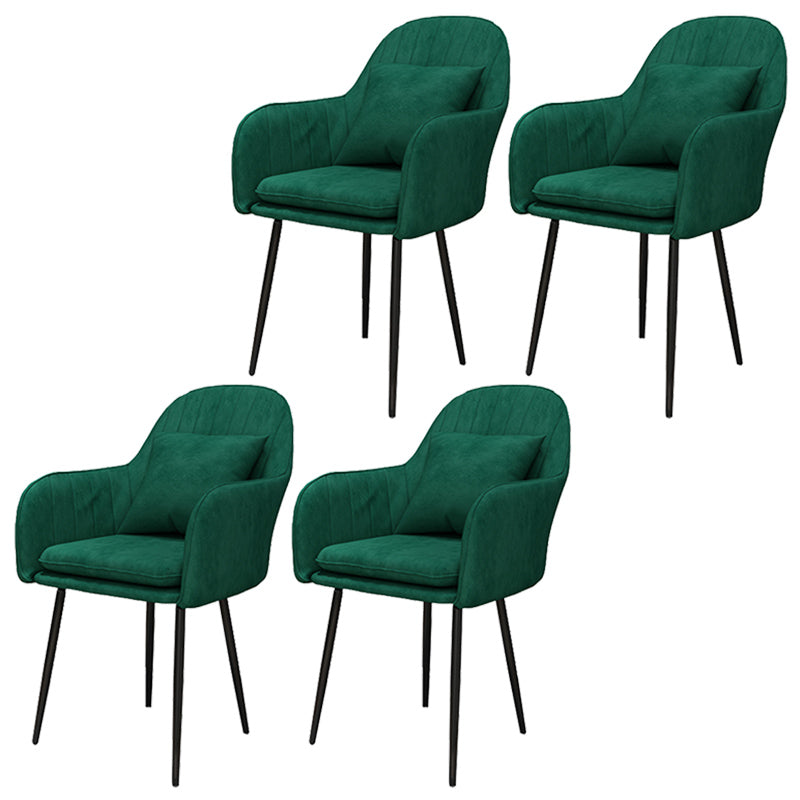 Glam Dining Arm Chair Solid Back Side Chair with 4 Metal Legs for Home Use