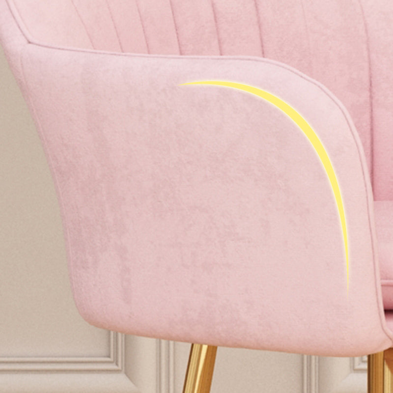 Glam Dining Arm Chair Solid Back Side Chair with 4 Metal Legs for Home Use