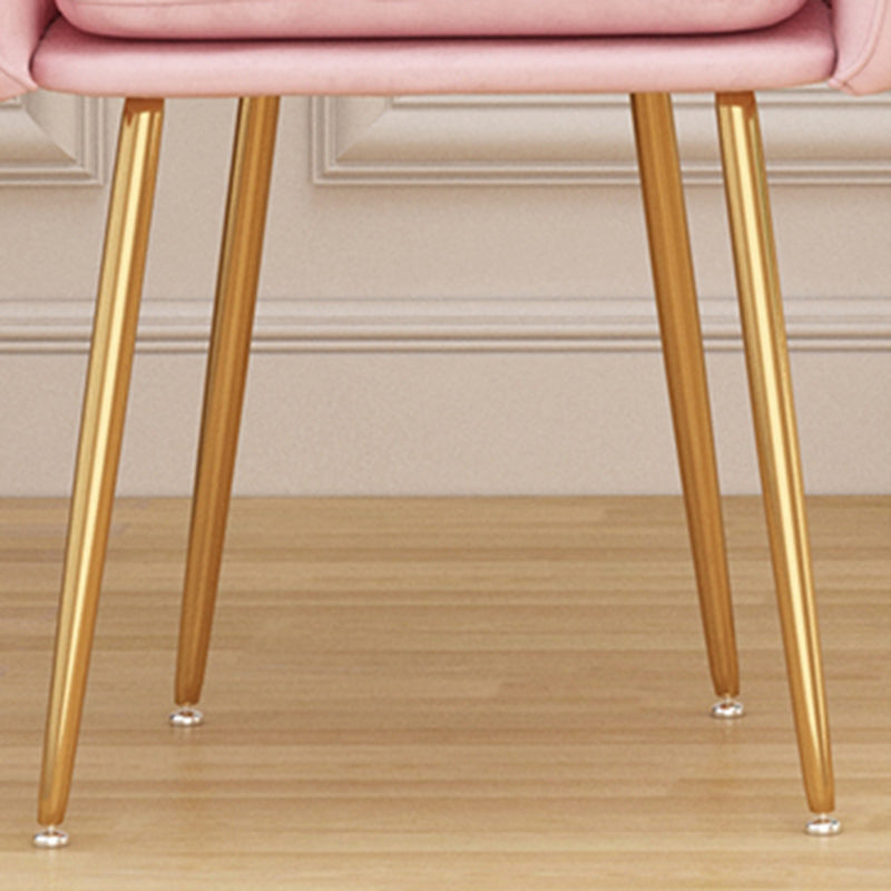 Glam Dining Arm Chair Solid Back Side Chair with 4 Metal Legs for Home Use