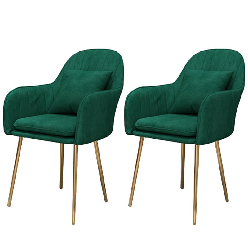 Glam Dining Arm Chair Solid Back Side Chair with 4 Metal Legs for Home Use