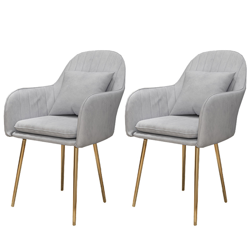 Glam Dining Arm Chair Solid Back Side Chair with 4 Metal Legs for Home Use