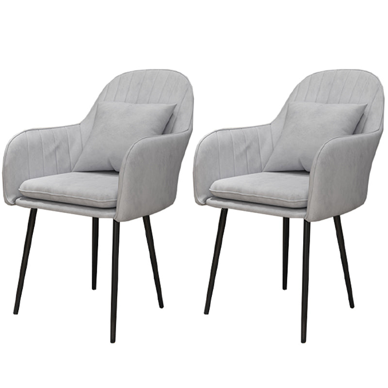 Glam Dining Arm Chair Solid Back Side Chair with 4 Metal Legs for Home Use