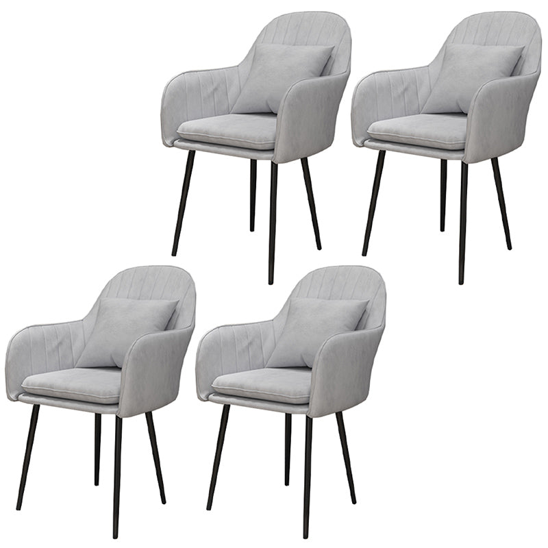 Glam Dining Arm Chair Solid Back Side Chair with 4 Metal Legs for Home Use