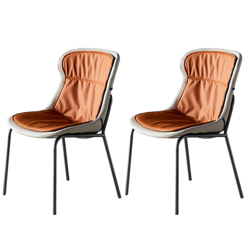 Industrial Style Home Side Chair Set Leather Dining Chair with Metal Legs